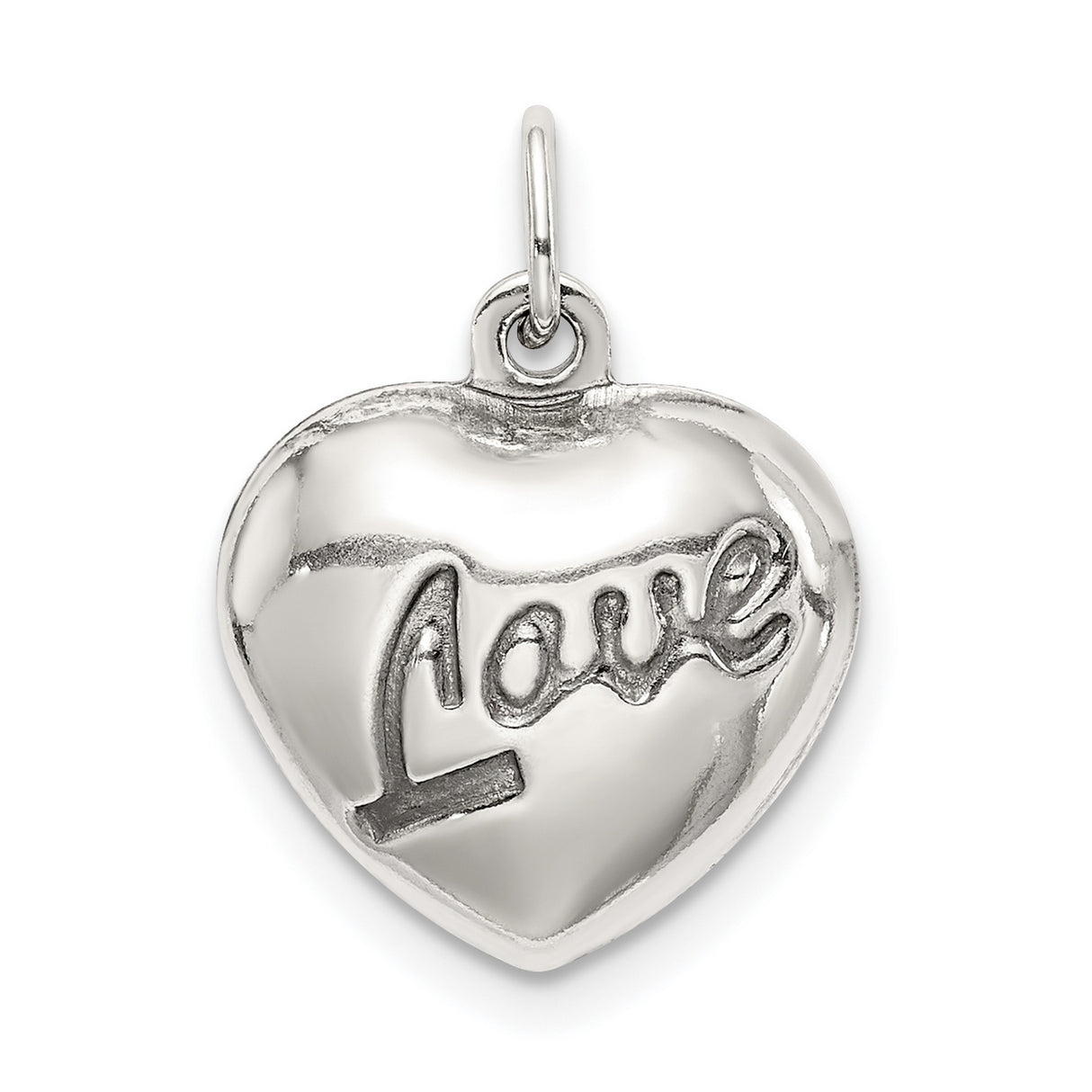 Sterling Silver Heart Pendant with Love Symbol, Romantic Charm for Women