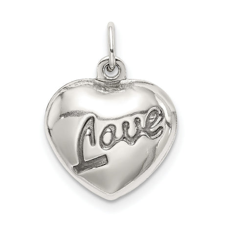 Sterling Silver Heart Pendant with Love Symbol, Romantic Charm for Women