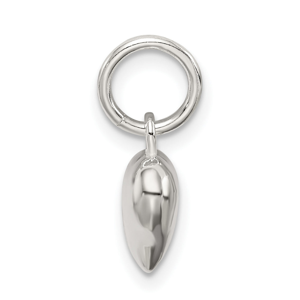 Sterling Silver Heart Charm Pendant with Polished 3D Design for Women