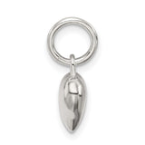 Sterling Silver Heart Charm Pendant with Polished 3D Design for Women