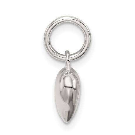 Sterling Silver Heart Charm Pendant with Polished 3D Design for Women