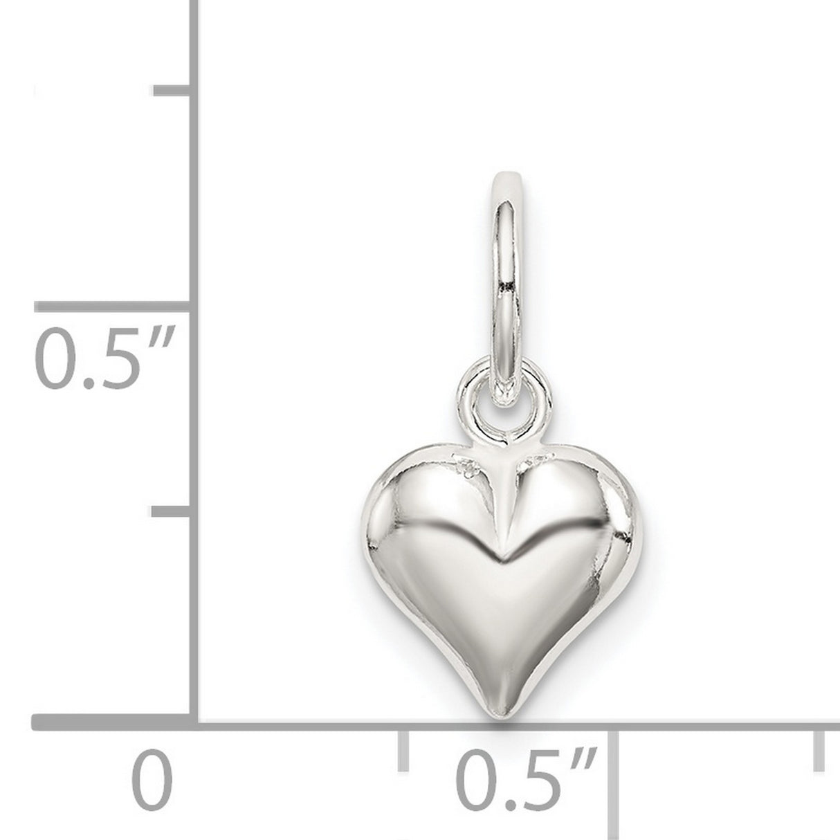 Sterling Silver Heart Charm Pendant with Polished 3D Design for Women
