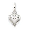 Sterling Silver Heart Charm Pendant with Polished 3D Design for Women