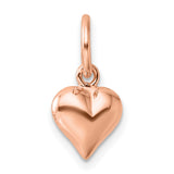 Sterling Silver Heart Pendant with Polished Rose Gold Finish, Romantic Charm Jewelry for Women
