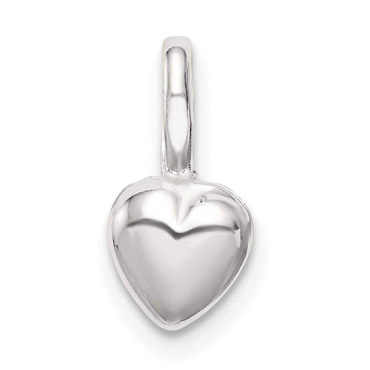 Sterling Silver Heart Pendant with Smooth Polished Finish, Minimalist Romantic Jewelry for Women
