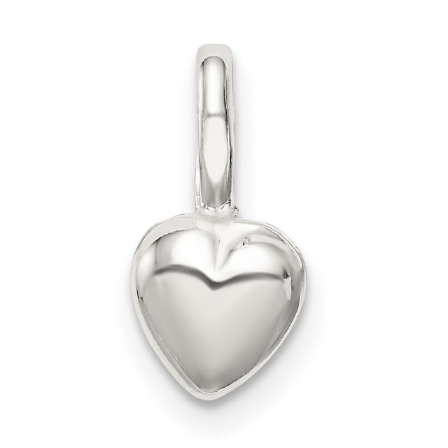 Sterling Silver Heart Pendant with Smooth Polished Finish, Minimalist Romantic Jewelry for Women