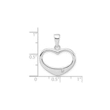 Sterling Silver Heart Pendant with Open Design and Cubic Zirconia Accent for Women