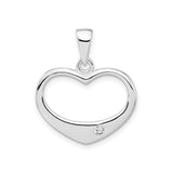 Sterling Silver Heart Pendant with Open Design and Cubic Zirconia Accent for Women