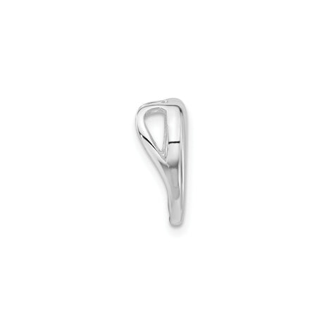 Sterling Silver Heart Charm with Open Center and Cubic Zirconia Accent