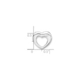 Sterling Silver Heart Charm with Open Center and Cubic Zirconia Accent