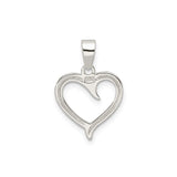 Sterling Silver Open Heart Pendant, Modern Love Symbol Jewelry for Women