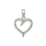 Sterling Silver Open Heart Pendant, Modern Love Symbol Jewelry for Women