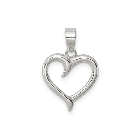 Sterling Silver Open Heart Pendant, Modern Love Symbol Jewelry for Women