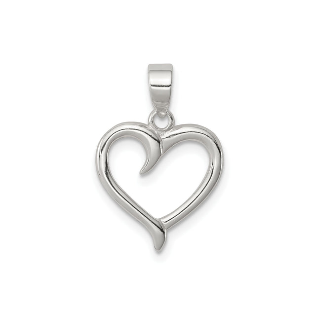 Sterling Silver Open Heart Pendant, Modern Love Symbol Jewelry for Women