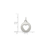 Sterling Silver Open Heart Pendant, Polished Circle with Cutout Heart Design for Women