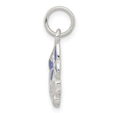 Sterling Silver Mom Pendant Charm with Purple Enamel Butterfly Accent, Script Design