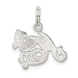 Sterling Silver Mom Pendant Charm with Purple Enamel Butterfly Accent, Script Design