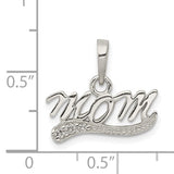 Sterling Silver Mom Pendant with Cubic Zirconia, Cursive Script Family Jewelry for Women