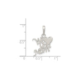 Sterling Silver Mom Pendant with Heart Symbol and We Love You Sentiment Charm