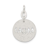Sterling Silver Pendant with Mom Cutout and Love Symbol, Sentimental Circle Charm for Women