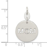 Sterling Silver Pendant with Mom Cutout and Love Symbol, Sentimental Circle Charm for Women