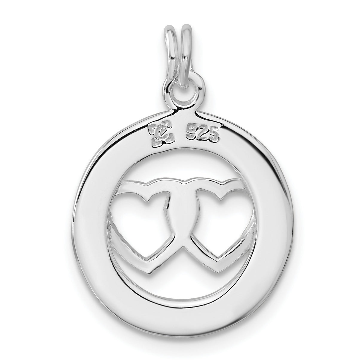 Sterling Silver Pendant with Interlocking Hearts, Together Forever Romantic Charm for Women