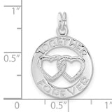 Sterling Silver Pendant with Interlocking Hearts, Together Forever Romantic Charm for Women