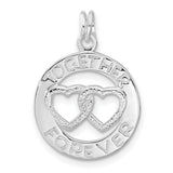 Sterling Silver Pendant with Interlocking Hearts, Together Forever Romantic Charm for Women