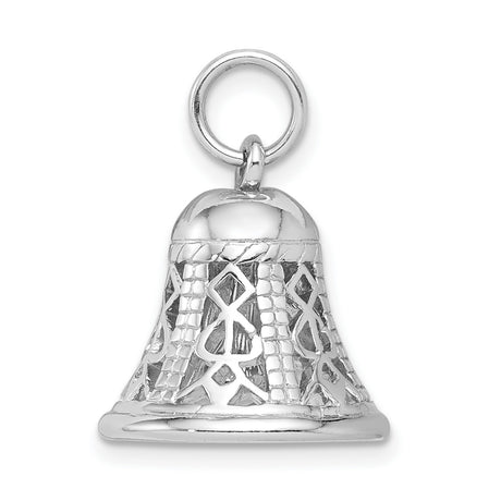 Sterling Silver Bell Pendant with Filigree Design, Religious Holiday Charm