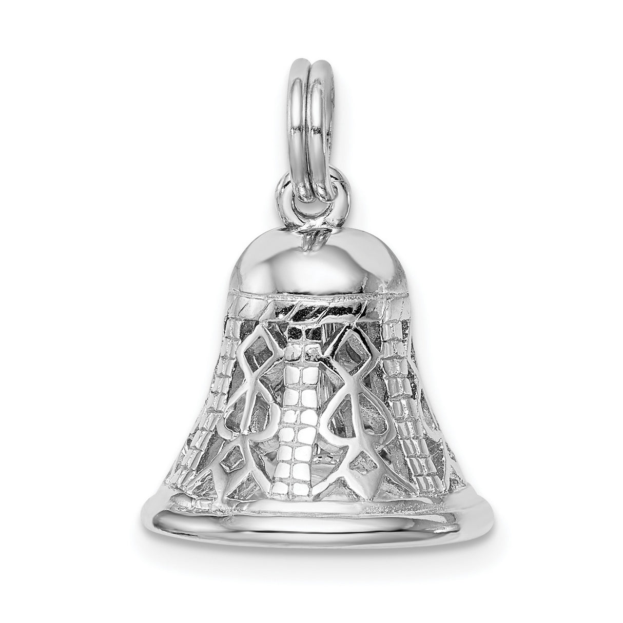 Sterling Silver Bell Pendant with Filigree Design, Religious Holiday Charm