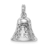 Sterling Silver Bell Pendant with Filigree Design, Religious Holiday Charm