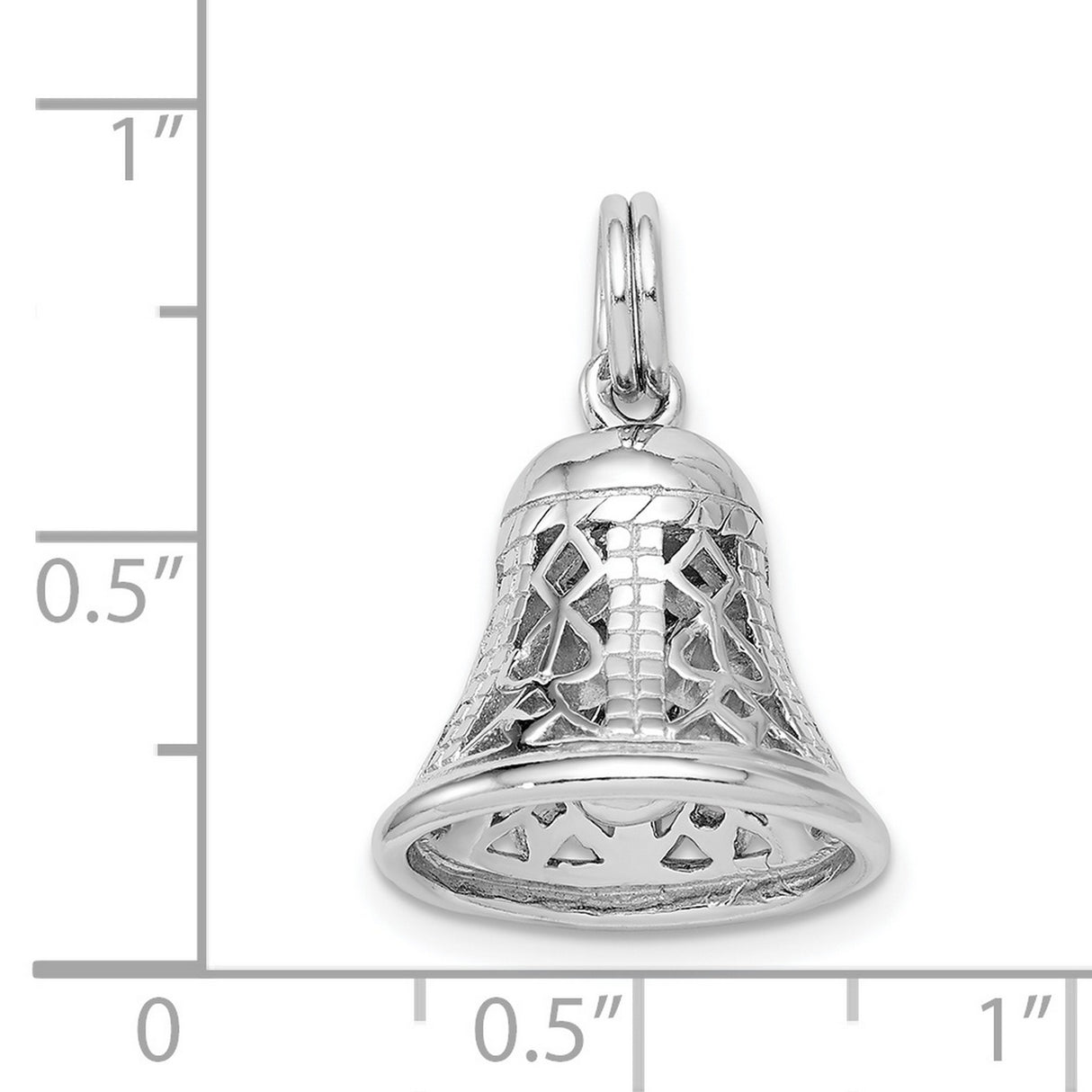 Sterling Silver Bell Pendant with Filigree Design, Religious Holiday Charm