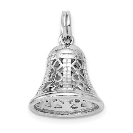 Sterling Silver Bell Pendant with Filigree Design, Religious Holiday Charm