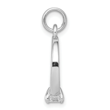 Sterling Silver Engagement Ring Charm Pendant with Cubic Zirconia, Solitaire Style