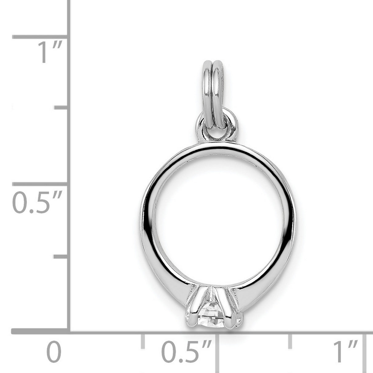 Sterling Silver Engagement Ring Charm Pendant with Cubic Zirconia, Solitaire Style