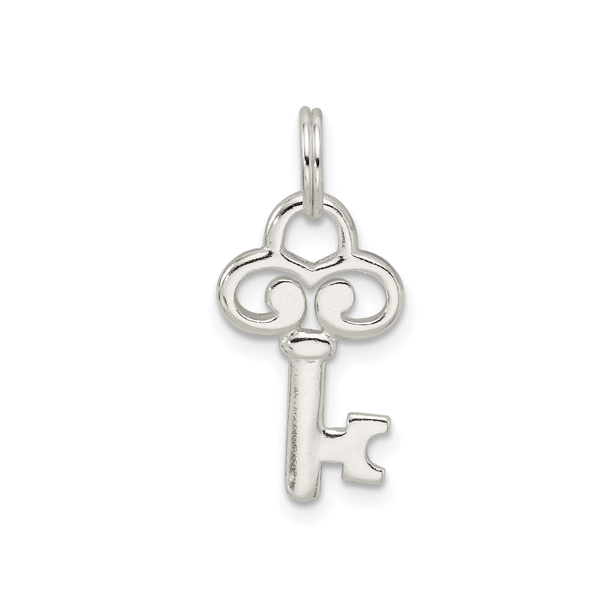 Sterling Silver Key Pendant with Vintage Heart Design, Symbolic Charm for Women
