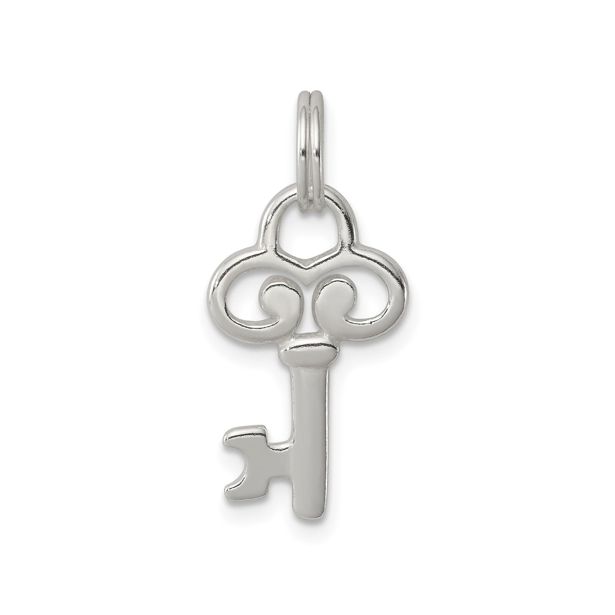 Sterling Silver Key Pendant with Vintage Heart Design, Symbolic Charm for Women