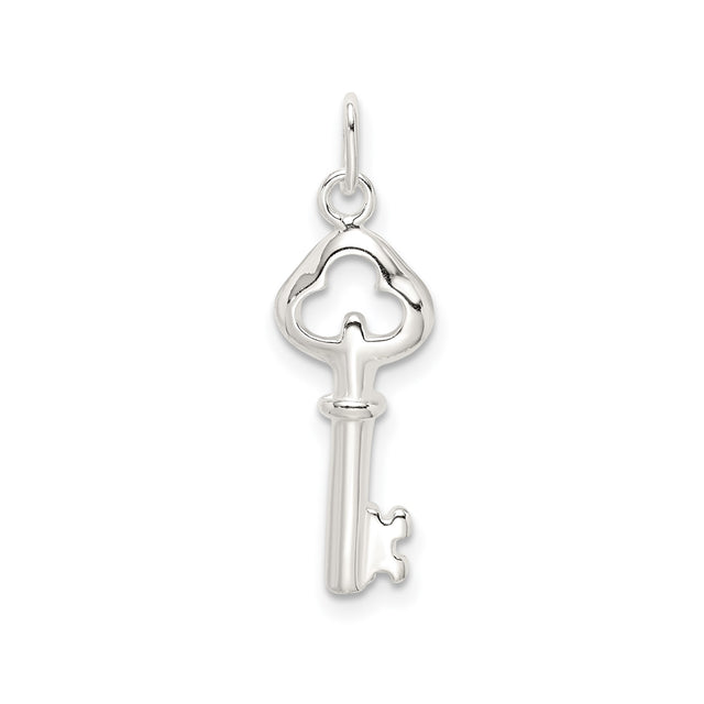 Sterling Silver Key Pendant, Vintage Style Charm with Polished Finish, Symbol of New Beginnings