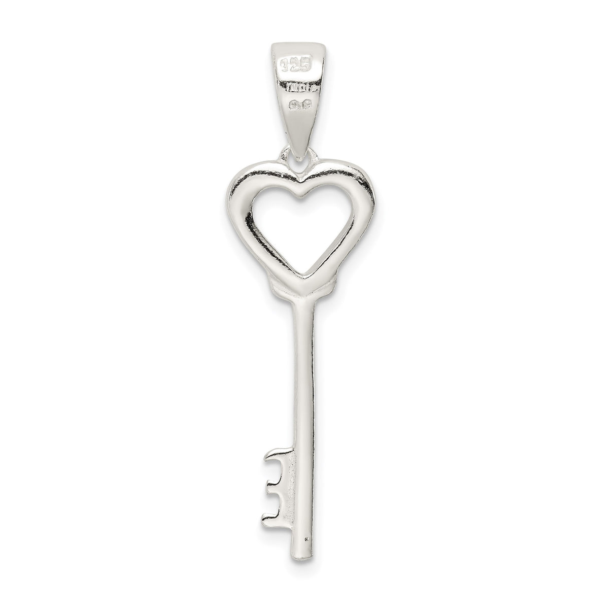 Sterling Silver Heart Key Pendant with Open Heart Charm Design, Minimalist Romantic Jewelry for Women