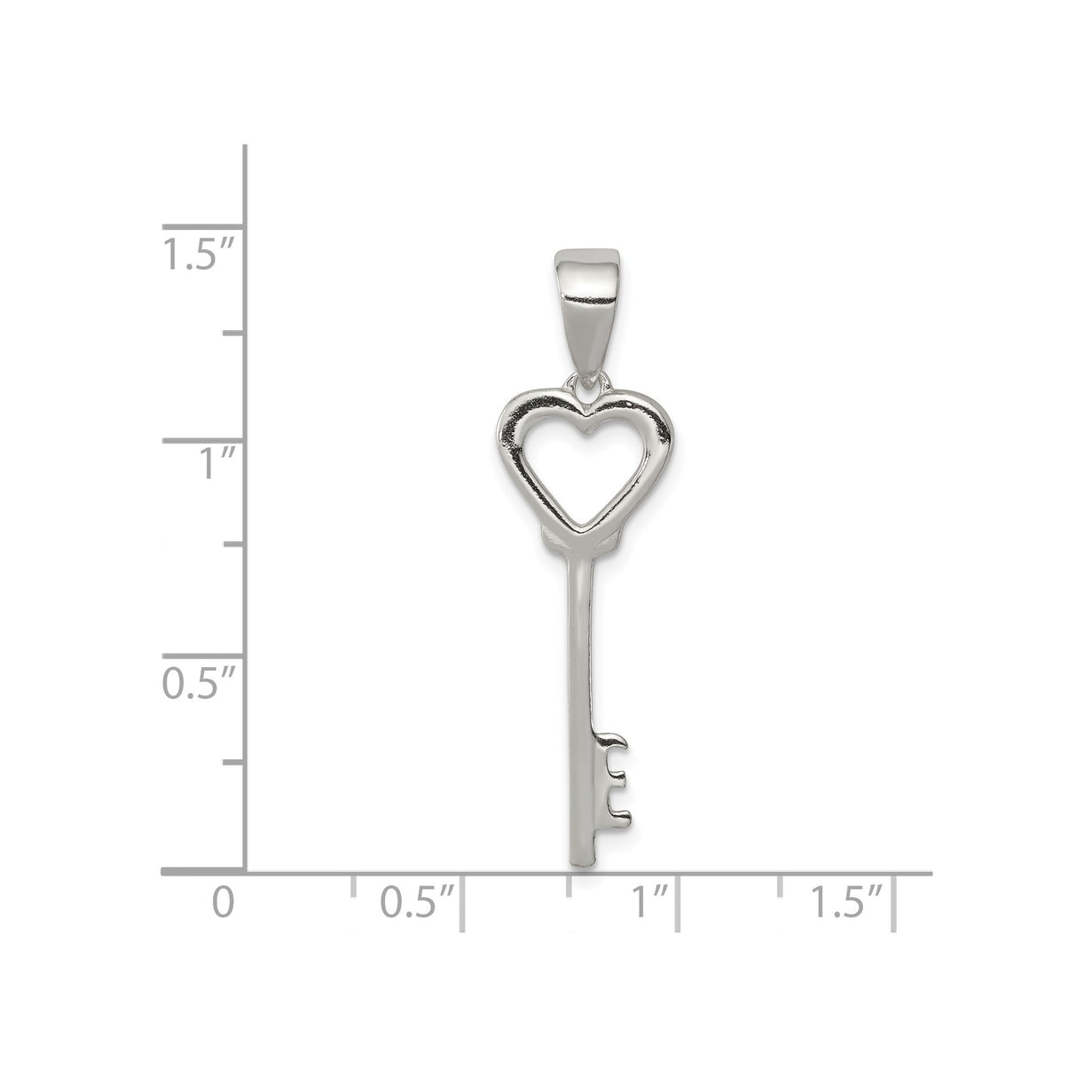 Sterling Silver Heart Key Pendant with Open Heart Charm Design, Minimalist Romantic Jewelry for Women