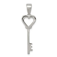 Sterling Silver Heart Key Pendant with Open Heart Charm Design, Minimalist Romantic Jewelry for Women