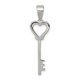 Sterling Silver Heart Key Pendant with Open Heart Charm Design, Minimalist Romantic Jewelry for Women