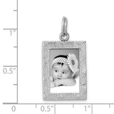 Polished Picture Frame Charm Pendant in Real 925 Sterling Silver
