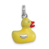 Enamel Duck Charm Pendant in Real 925 Sterling Silver