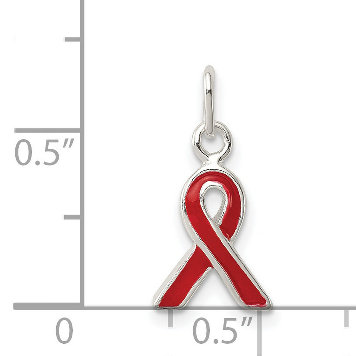 Red Enameled Awareness Charm Pendant in Real 925 Sterling Silver