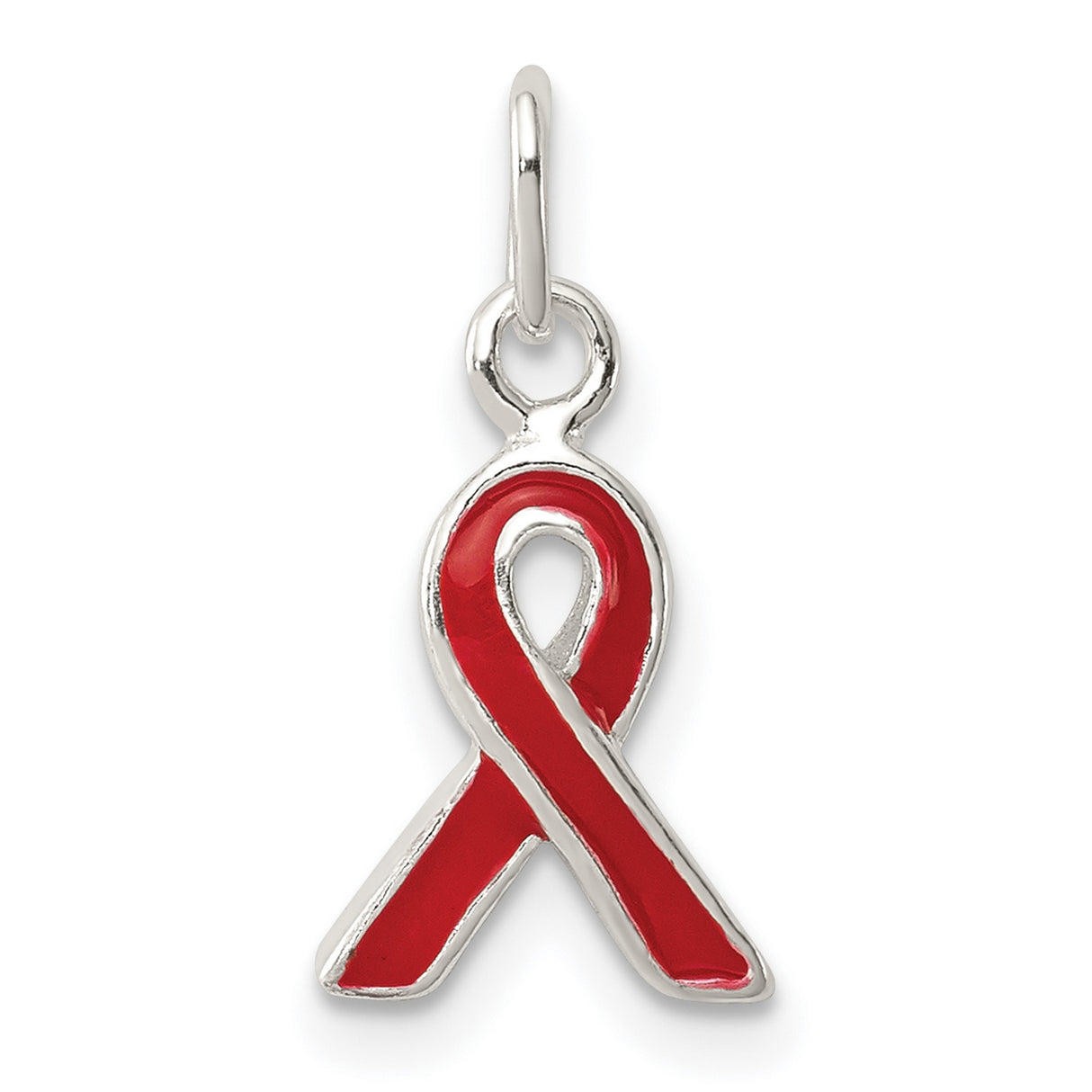 Red Enameled Awareness Charm Pendant in Real 925 Sterling Silver