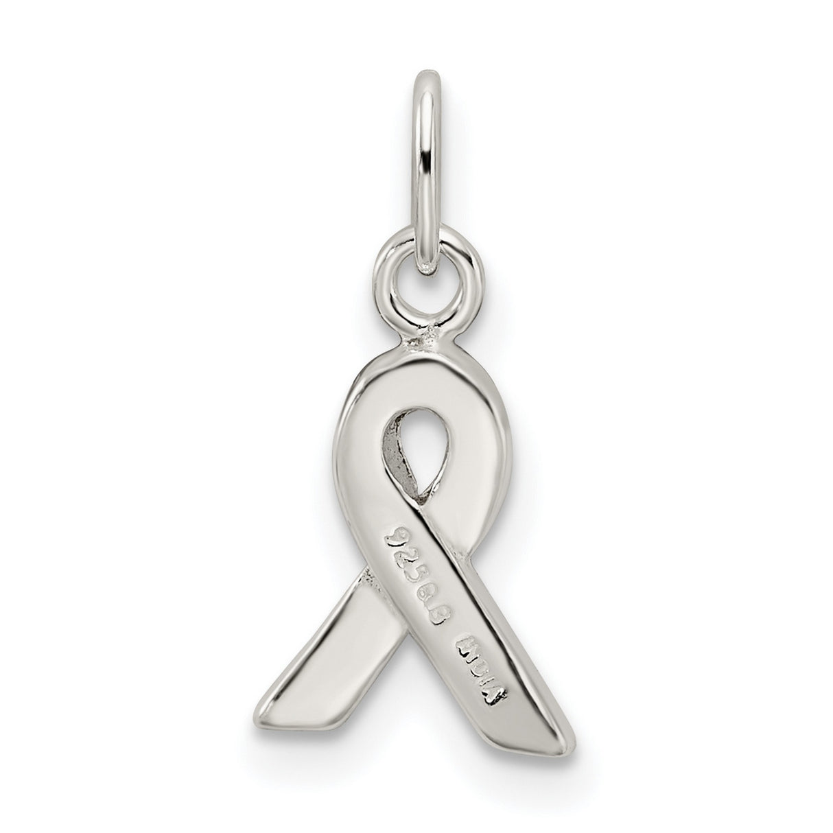 Sterling Silver Awareness Ribbon Pendant with Blue Enamel, Support Symbol for Colon Cancer or Advocacy