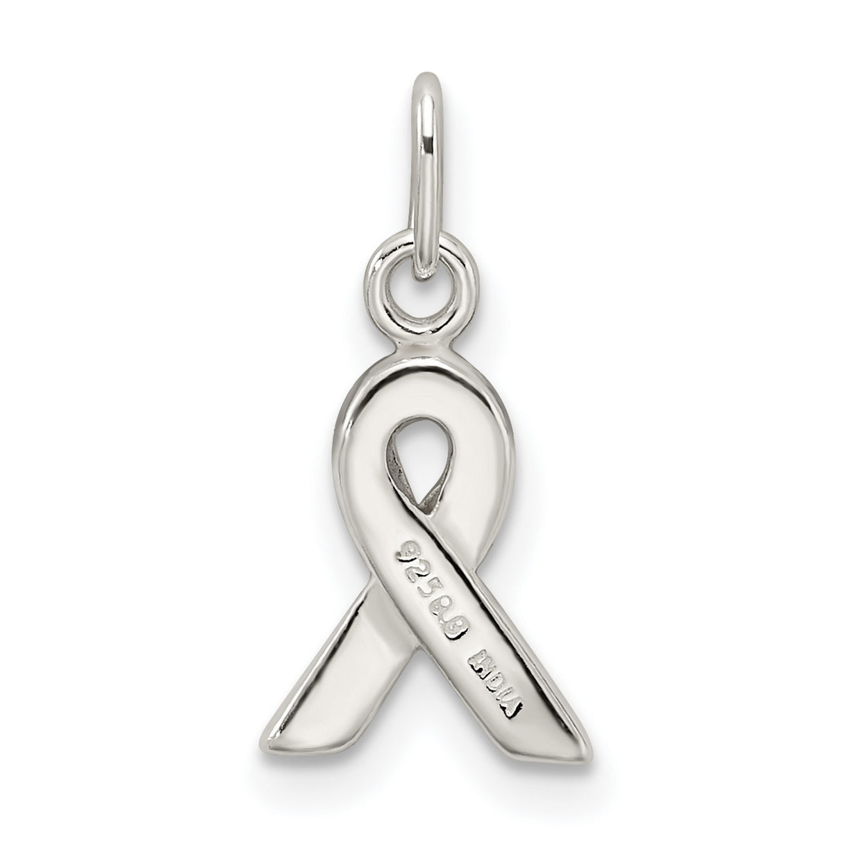 Sterling Silver Awareness Ribbon Pendant with Green Enamel for Mental Health and Organ Donation