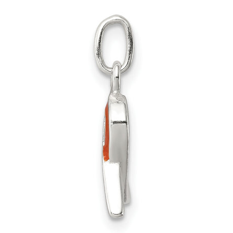 Sterling Silver Pendant with Orange Awareness Ribbon and Enamel Fill for Health Causes