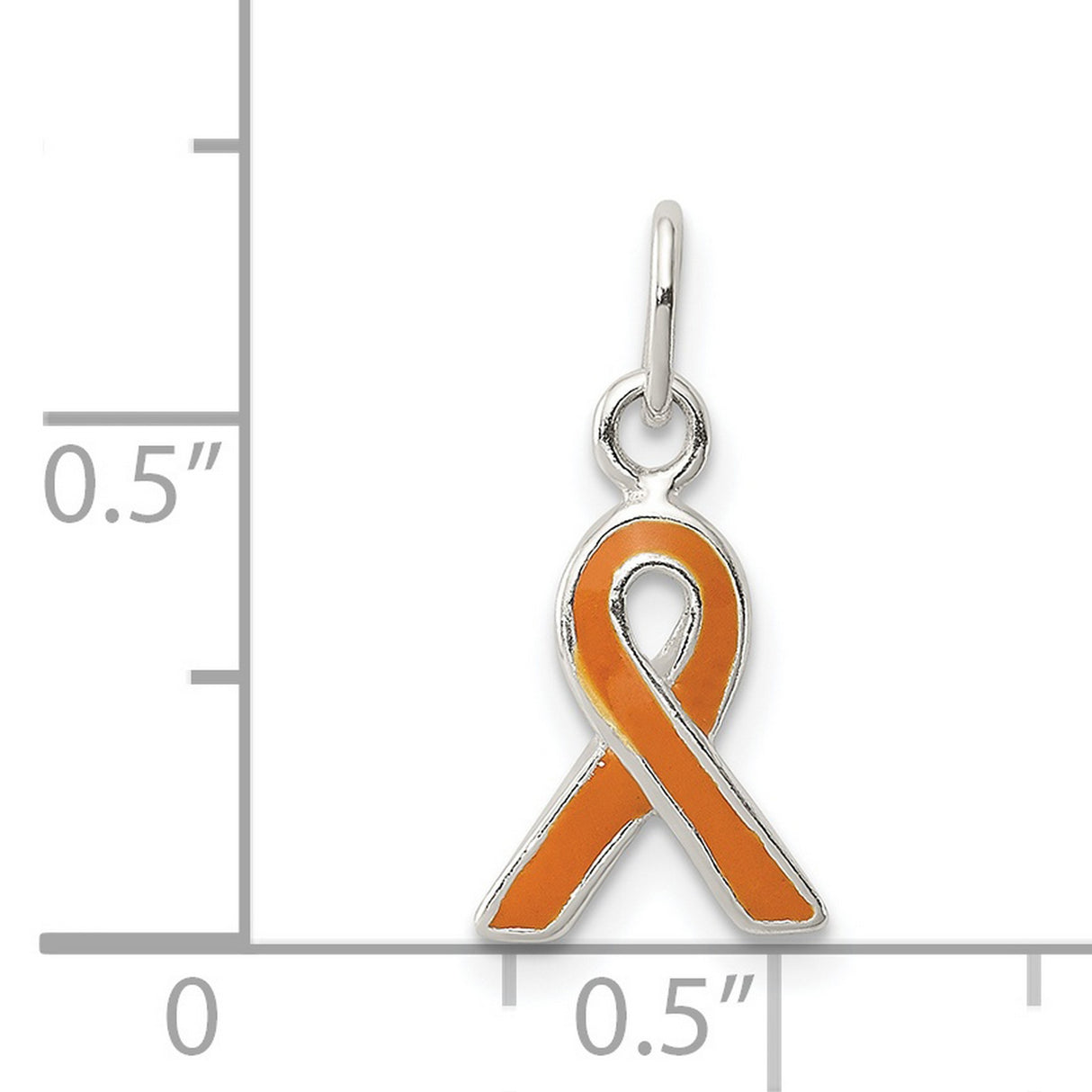 Sterling Silver Pendant with Orange Awareness Ribbon and Enamel Fill for Health Causes